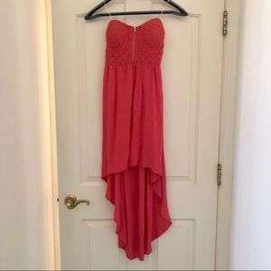 Pink Strapless High-Low Dress